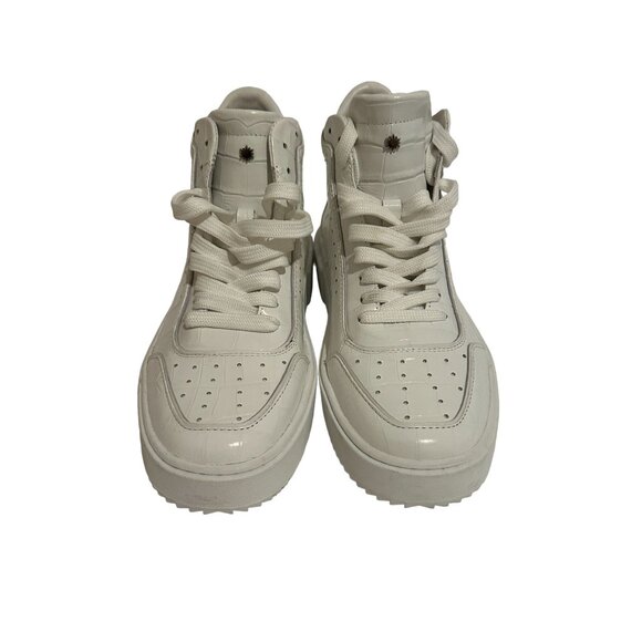 STUART WEITZMAN Ryan White Leather Sport Hi Top Sneakers Size 37.5/7.5 - Picture 4 of 7